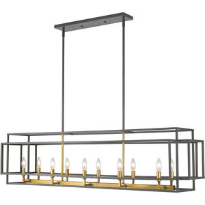 Titania 10 Light 54 inch Bronze and Olde Brass Linear Chandelier Ceiling Light