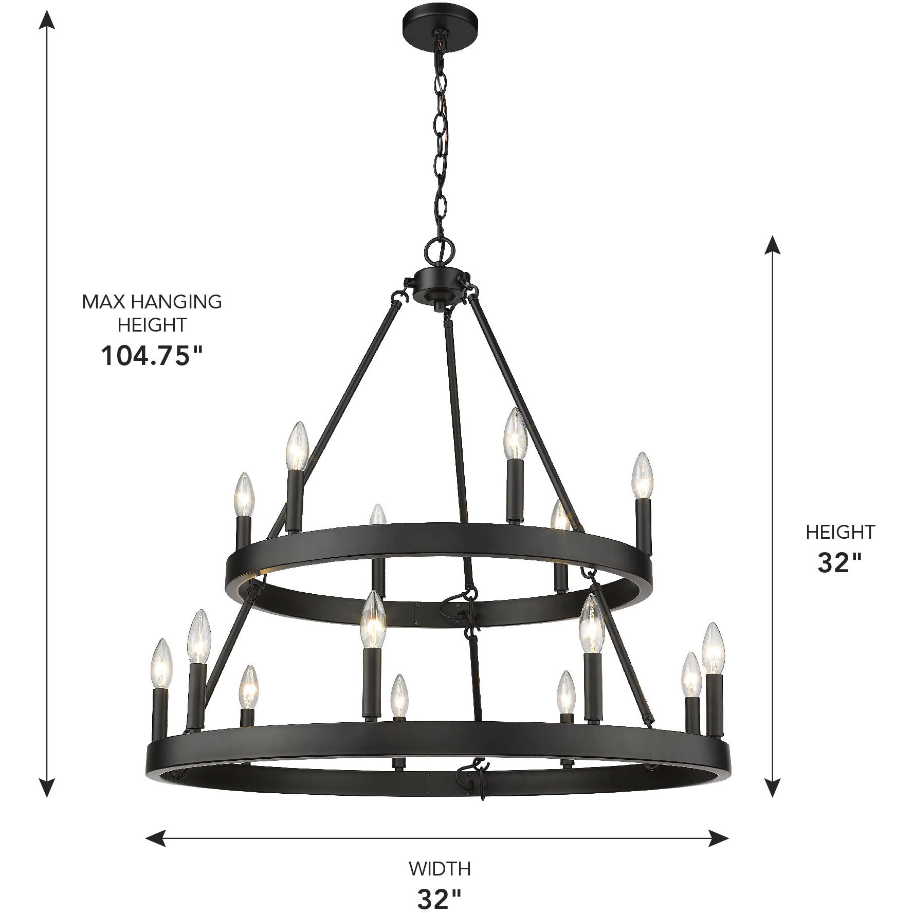 Alastair 32 inch 60.00 watt Matte Black Chandelier Ceiling Light