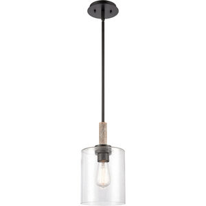 Paladin LED 7 inch Matte Black Mini Pendant Ceiling Light in Seedy Glass