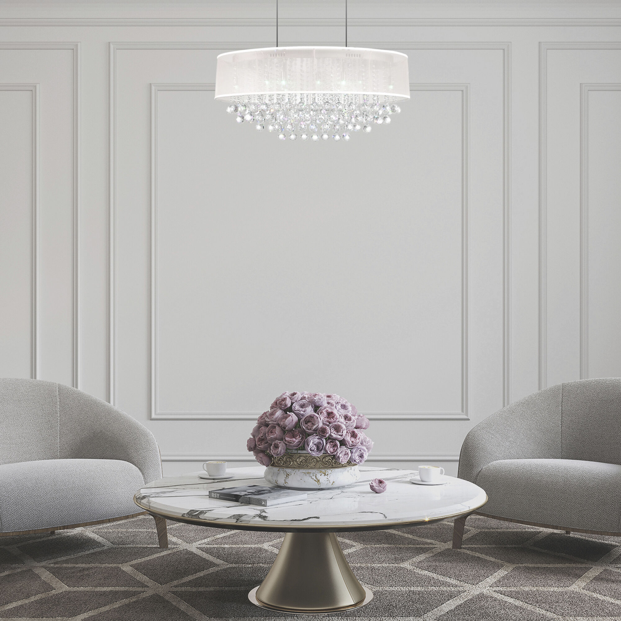 Radiant 6 Light 26 inch Chrome Island/Pool Table Light Ceiling Light in White