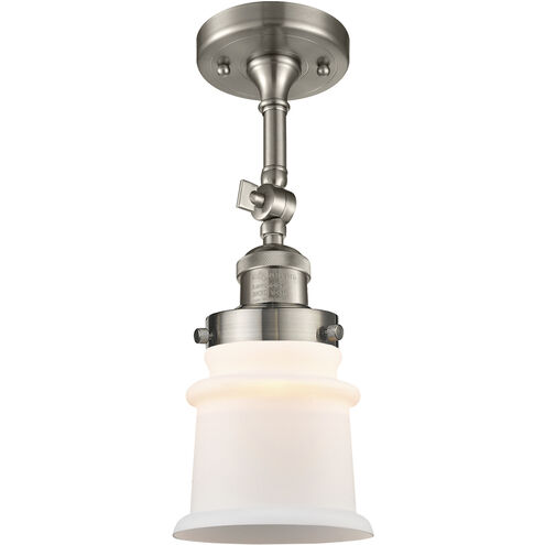 Franklin Restoration Small Canton 1 Light 7 inch Brushed Satin Nickel Sconce Wall Light in Matte White Glass, Franklin Restoration