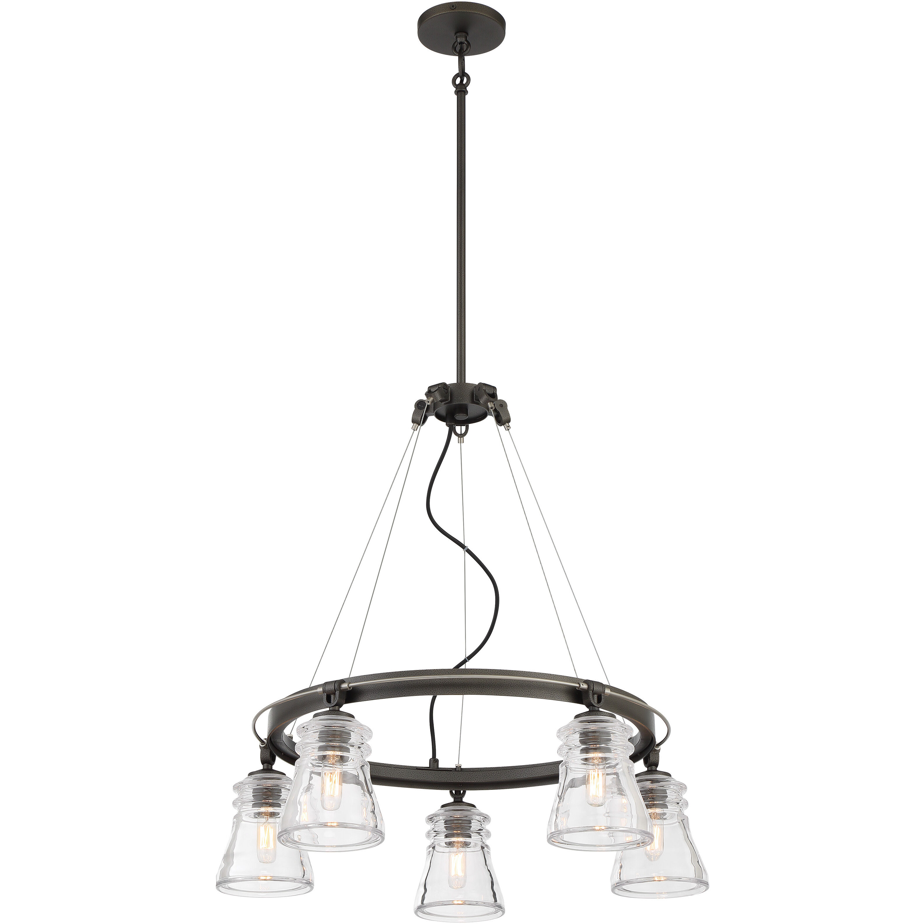 Graham Avenue 5 Light Smoked Iron/Brushed Nickel Chandelier Ceiling Light