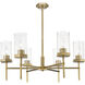 Downtown Urban Blakeley 6 Light 32 inch Brushed Brass Statement Chandelier Ceiling Light in Clear