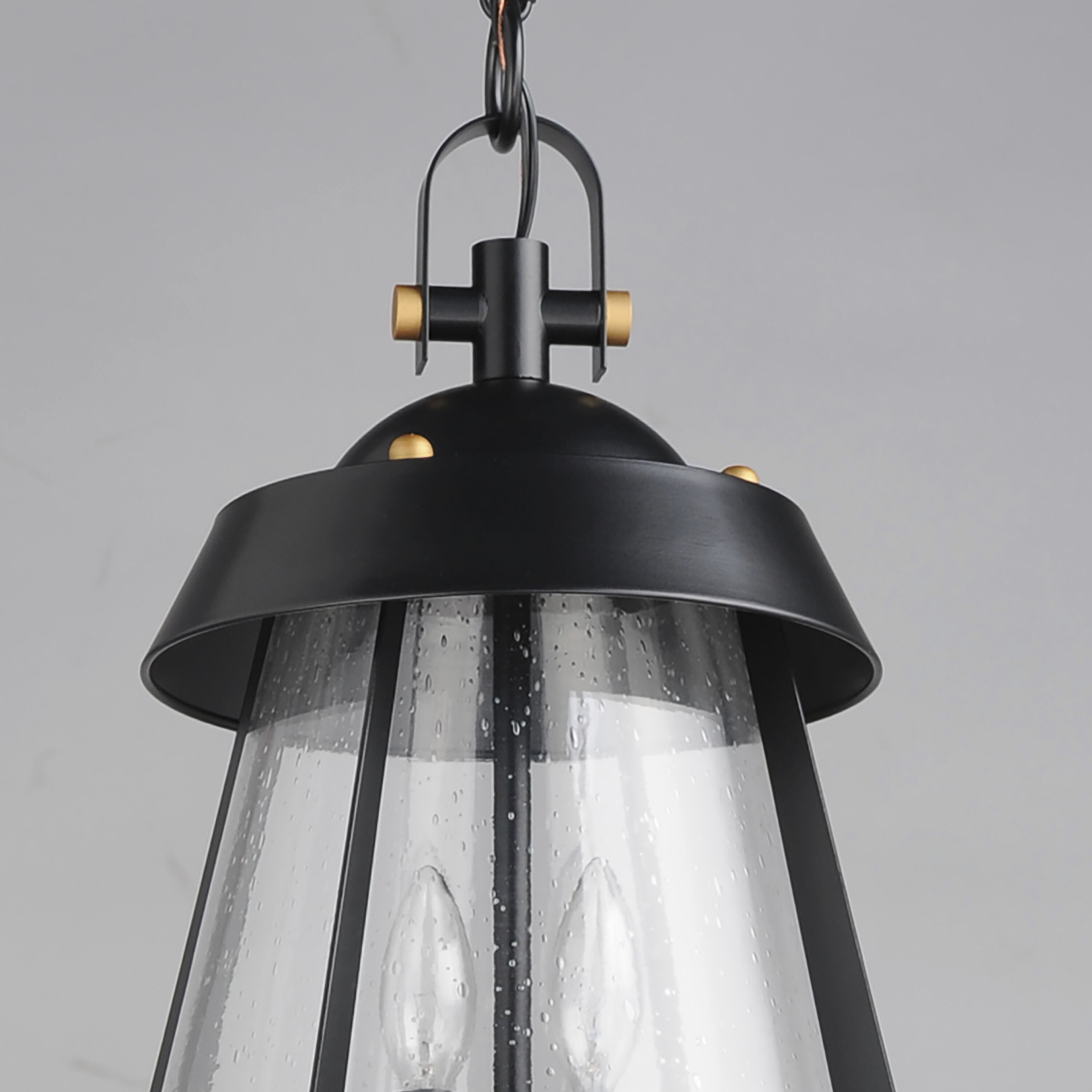 Mariner 2 Light 9.75 inch Black with Antique Brass Outdoor Pendant, Large