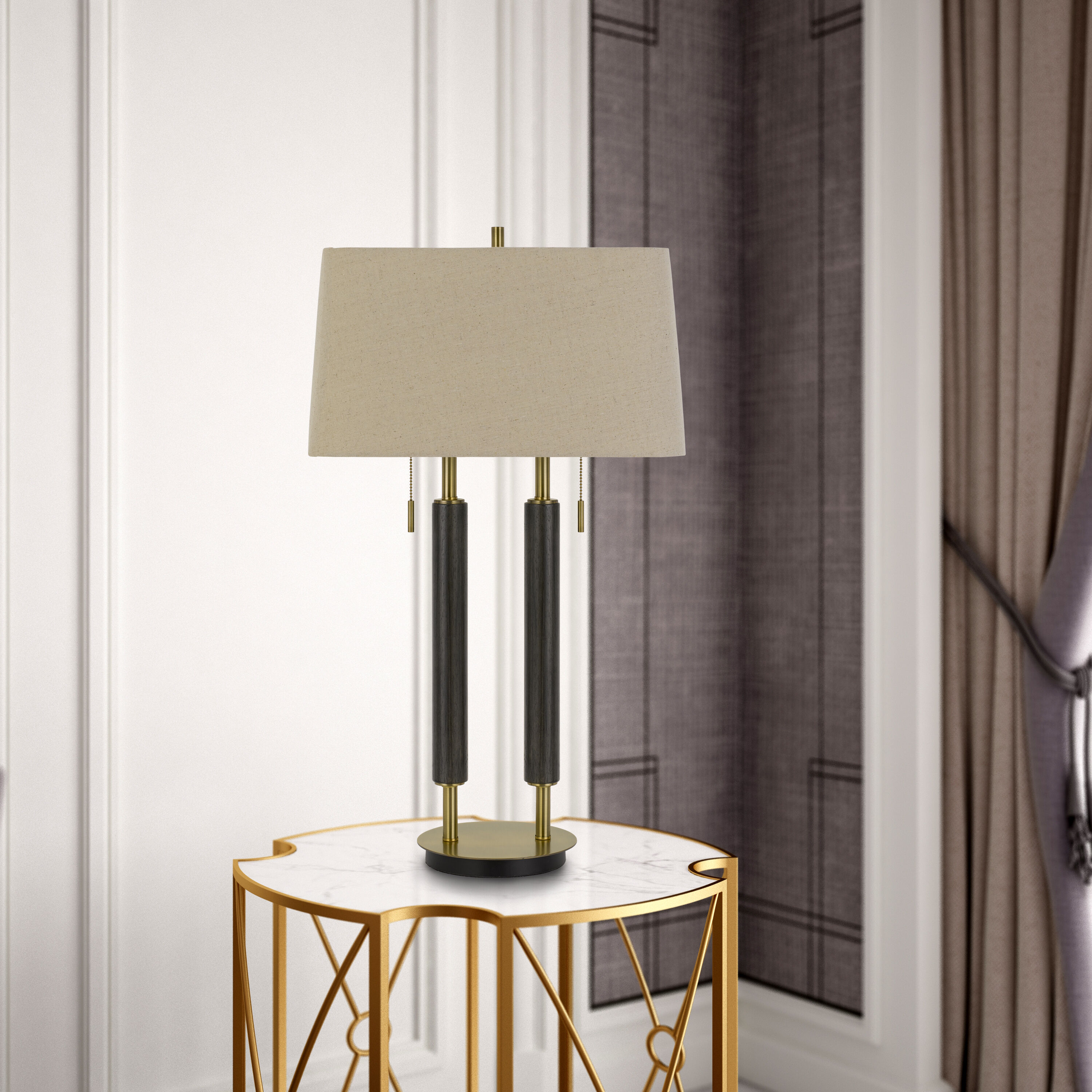 Avellino 32 inch 60 watt Espesso with Antique Brass Accents Desk Lamp Portable Light