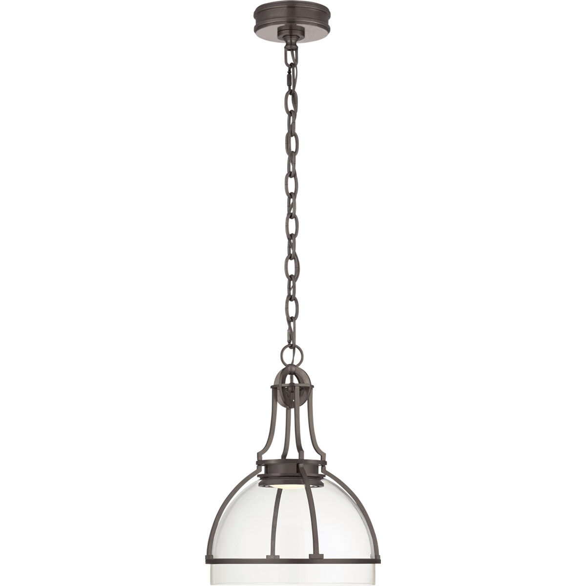Chapman & Myers Gracie LED 12 inch Bronze Dome Pendant Ceiling Light in Clear Glass, Medium