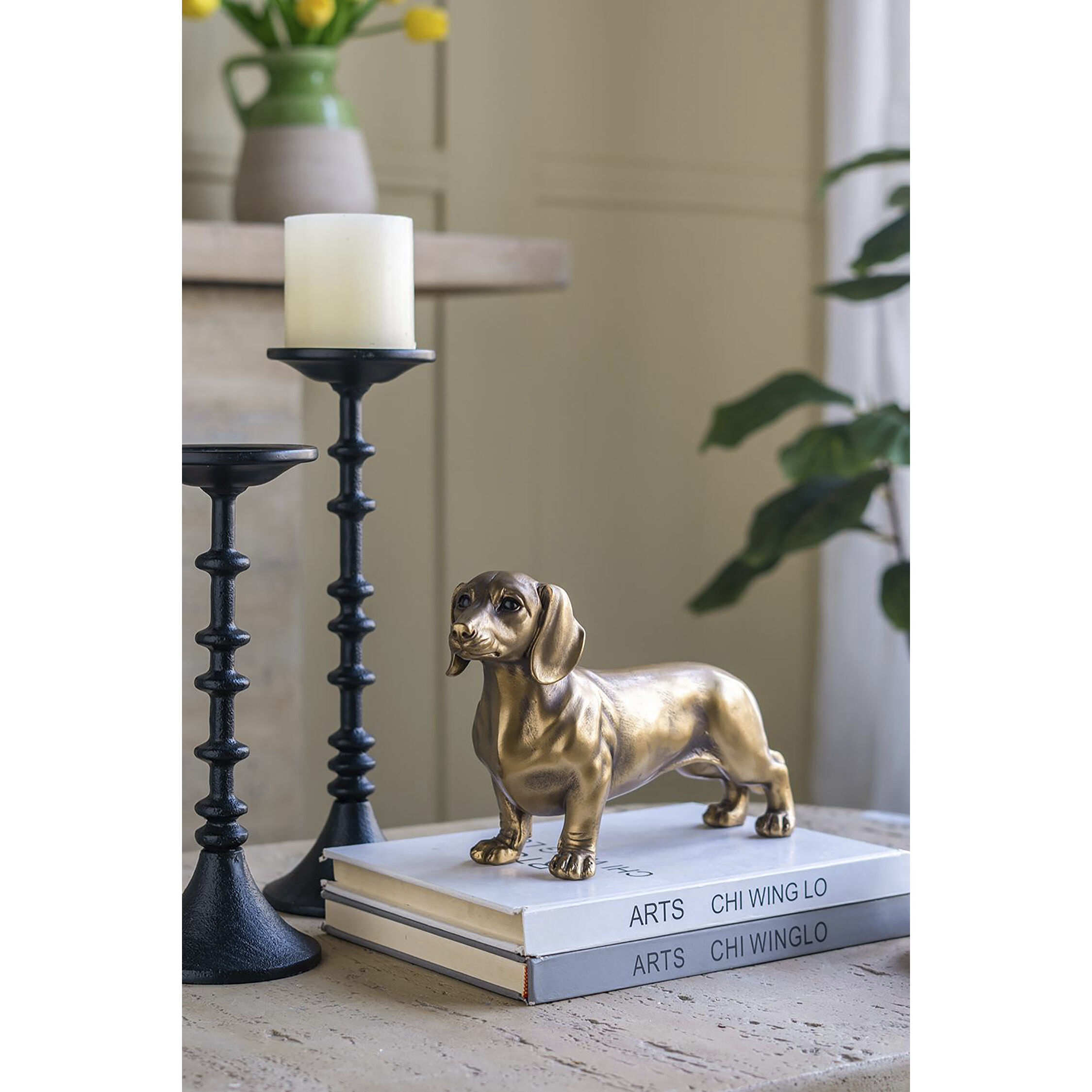 Lifelike Dachshund Copper Figurine
