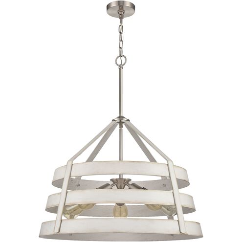 Brigantine 5 Light 24 inch Satin Nickel with Antique White Chandelier Ceiling Light