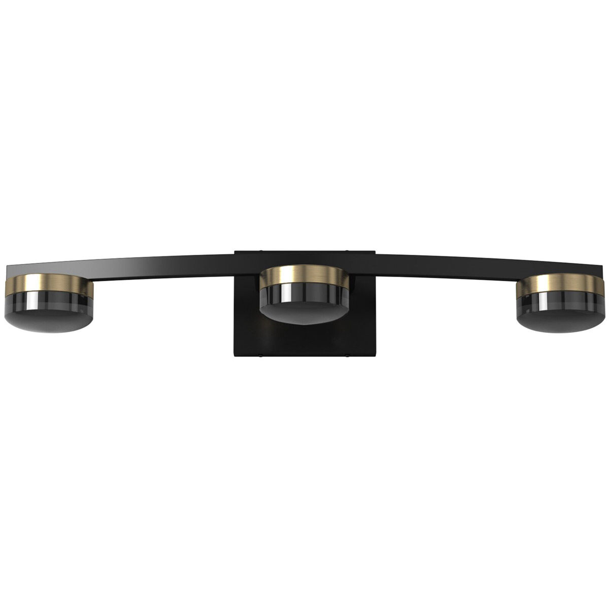 EVOLV LED 24 inch Matte Black with Brass Accents Bath Bar Wall Light in Matte Black / Brass Ring, Puck Family