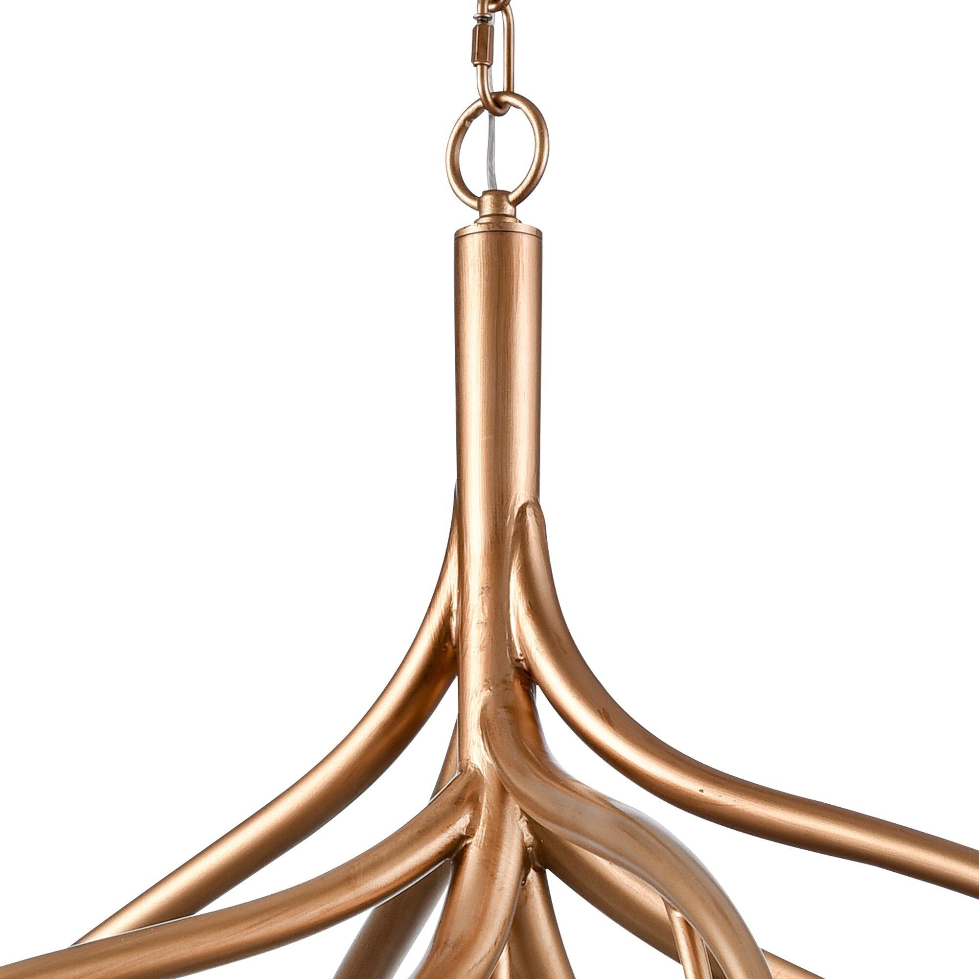 Freeform LED 37 inch Antique Gold Leaf Chandelier Ceiling Light, Converts to Semi Flush