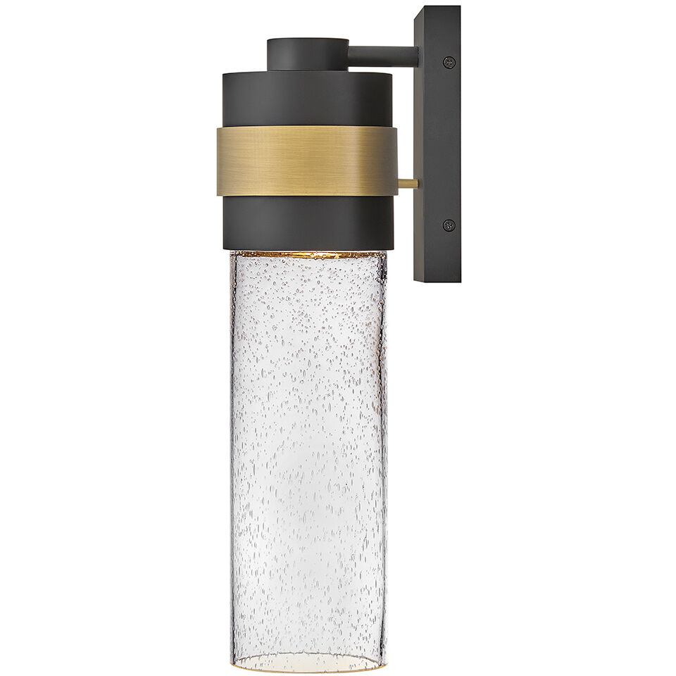 Albie 1 Light 18 inch Black with Antique Brass Outdoor Wall Mount