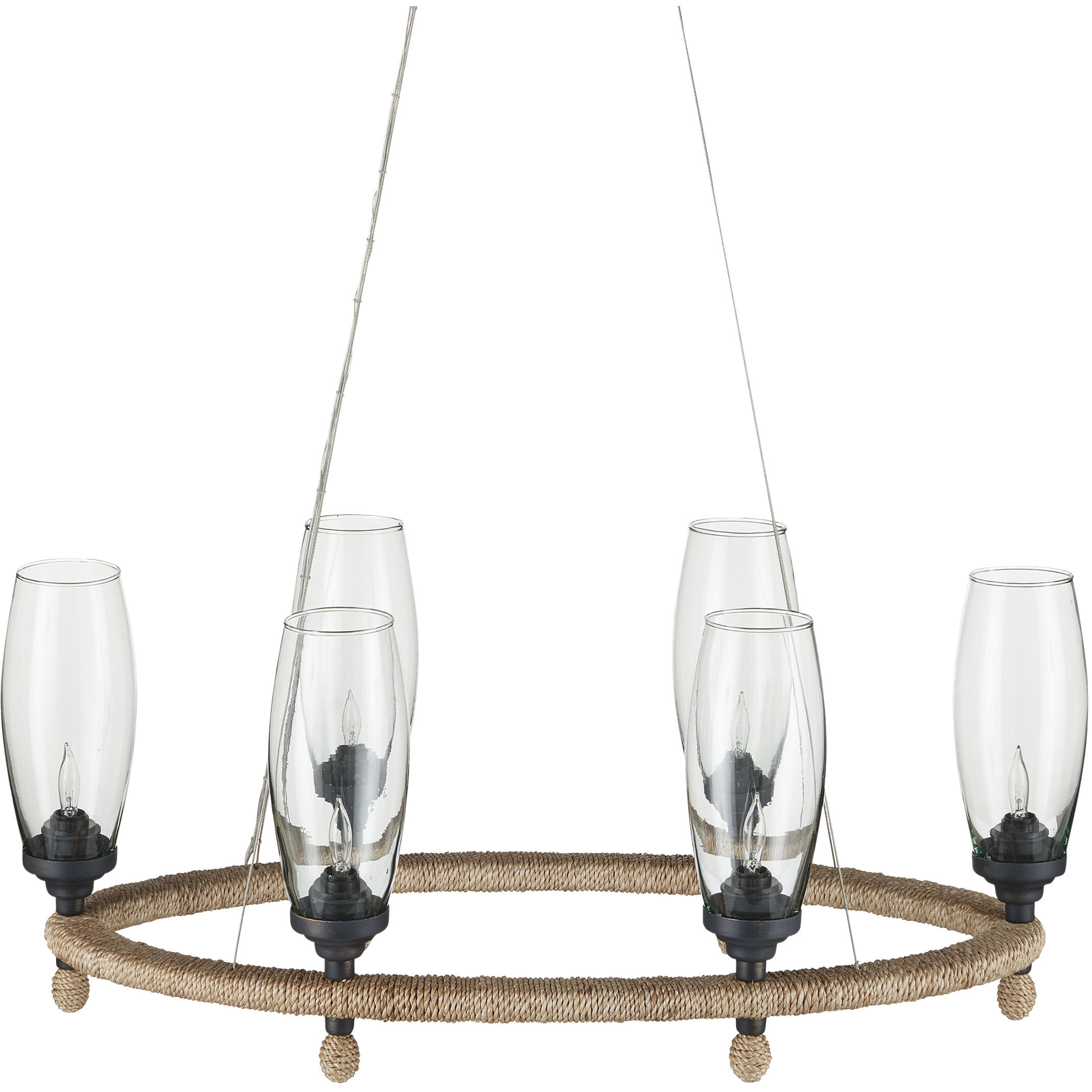 Hightider 6 Light 36 inch Natural and Clear and French Black Chandelier Ceiling Light