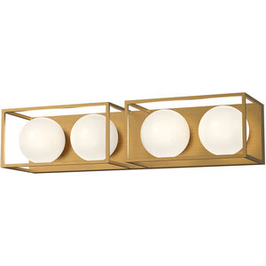 Amelia 4 Light 27 inch Aged Gold Bath Vanity Wall Light in Aged Brass