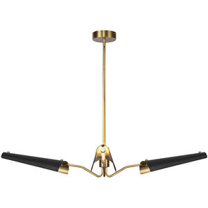 Osorio 45.75 inch Matte Black and Vintage Brass Chandelier Ceiling Light