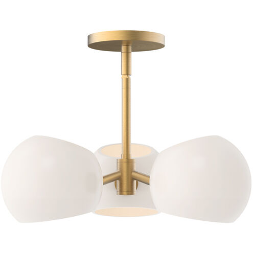 Alora Mood Willow 3 Light 16 inch Brushed Gold Pendant Ceiling Light in Opal Glass