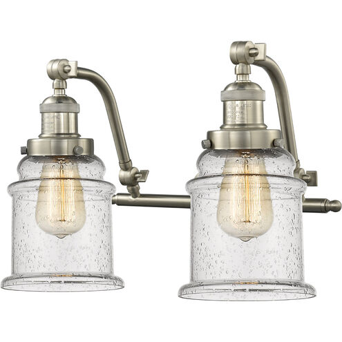 Franklin Restoration Canton LED 18 inch Brushed Satin Nickel Bath Vanity Light Wall Light in Seedy Glass, Franklin Restoration