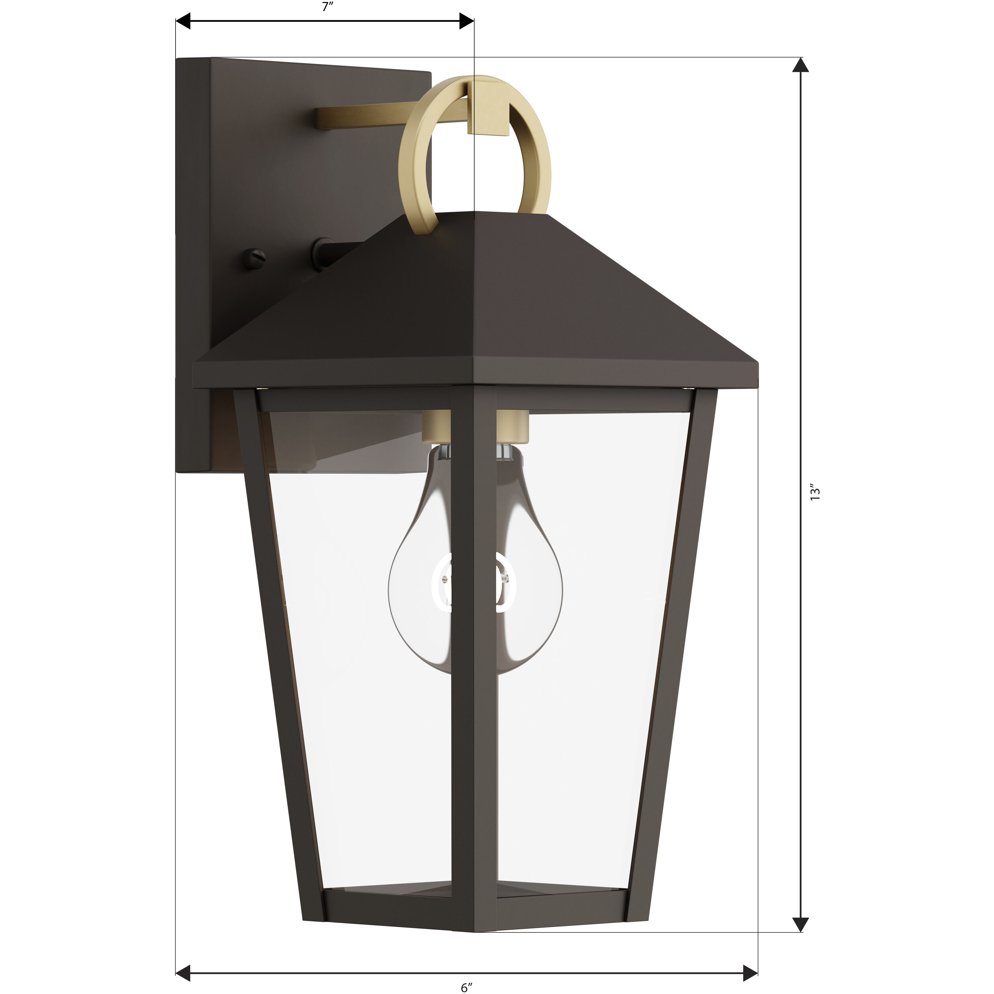 Bayra 1 Light 13 inch Painted Legacy Brass and Dark Bronze Outdoor Wall Lantern