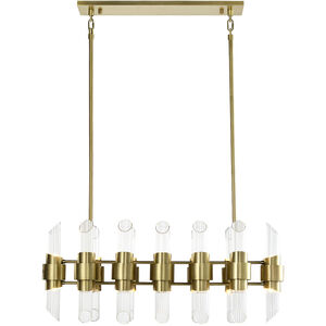Pillar 24 Light 36 inch Aged Brass Linear Chandelier Ceiling Light