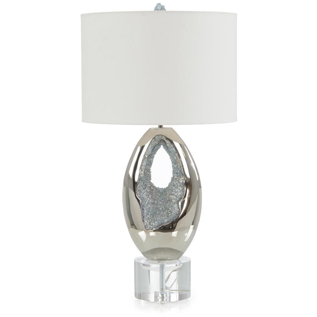 Leah Polished Nickel and Sea Blue Table Lamp Portable Light