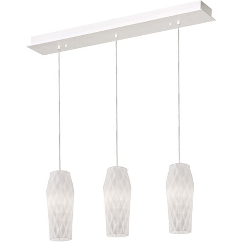 Candace 3 Light 36 inch Satin Nickel Triple Linear Pendant Ceiling Light in White