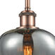 Ballston Fenton LED 7 inch Antique Copper Pendant Ceiling Light in Plated Smoke Glass, Ballston