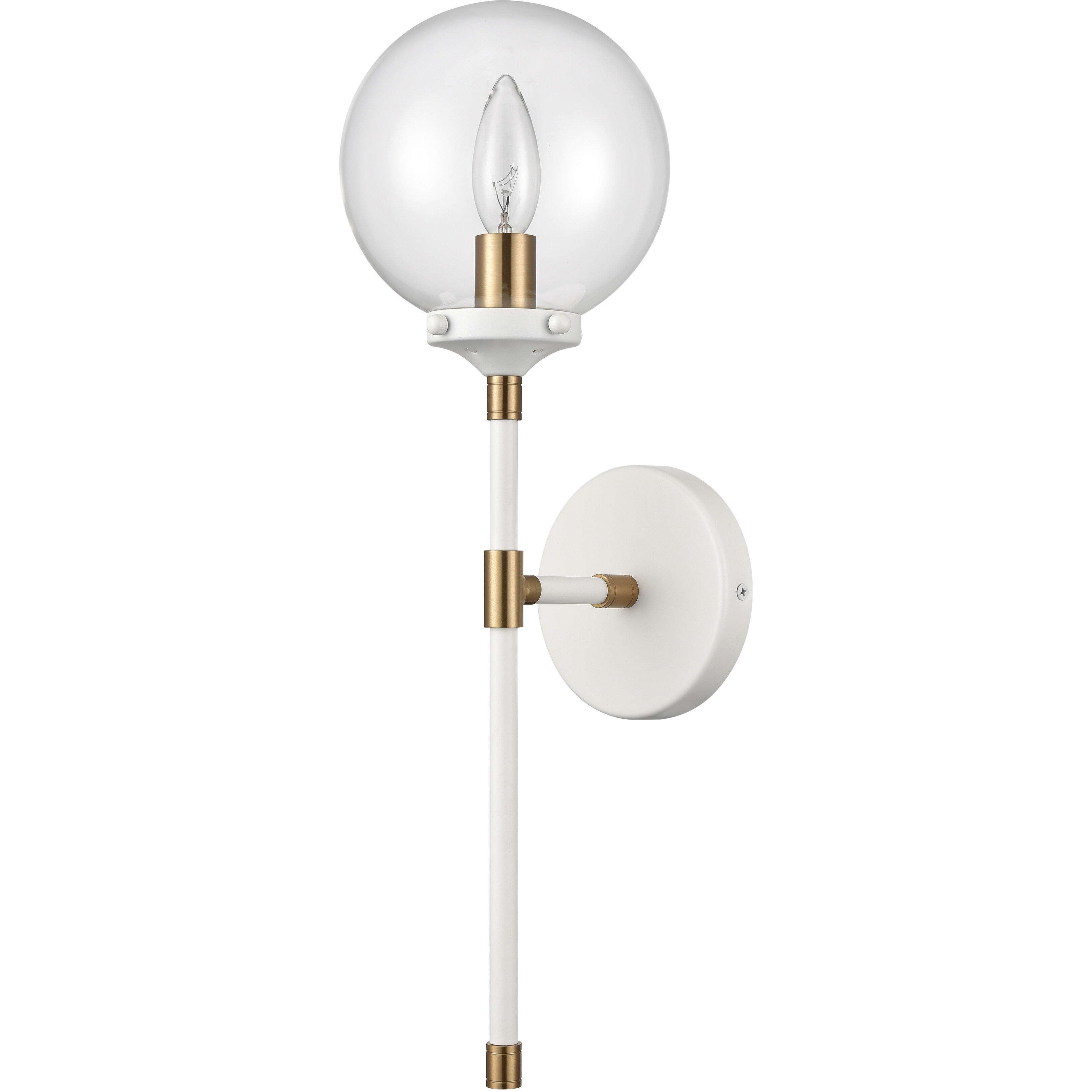 Boudreaux Sconce Wall Light in Matte White with Satin Brass