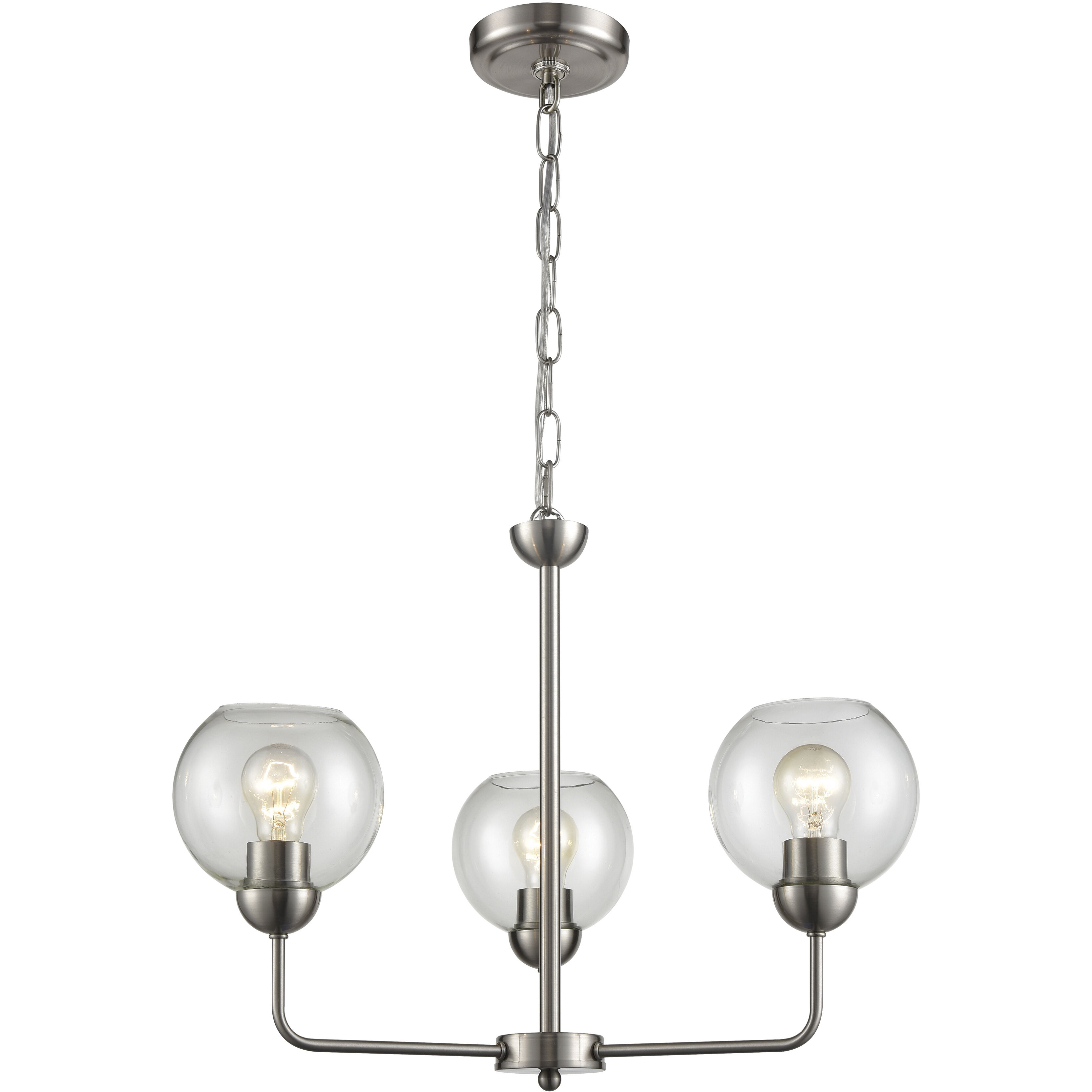 Astoria 3 Light 23 inch Brushed Nickel Chandelier Ceiling Light