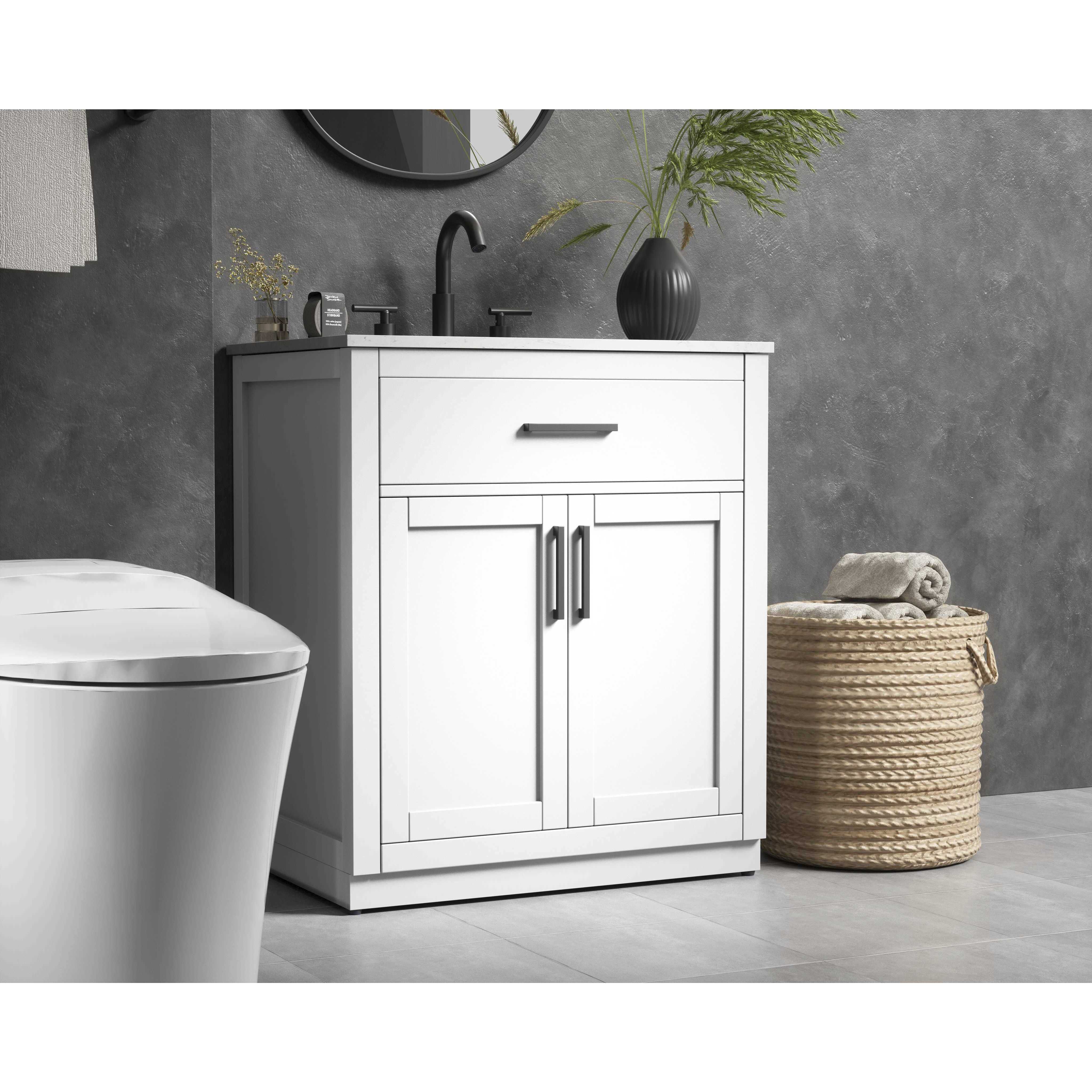 Alden 30 X 35 inch White Bathroom Vanity Cabinet