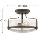 Harper 3 Light 14.5 inch Oil Rubbed Bronze Indoor Semi-Flush Mount Ceiling Light in Clear Seedy