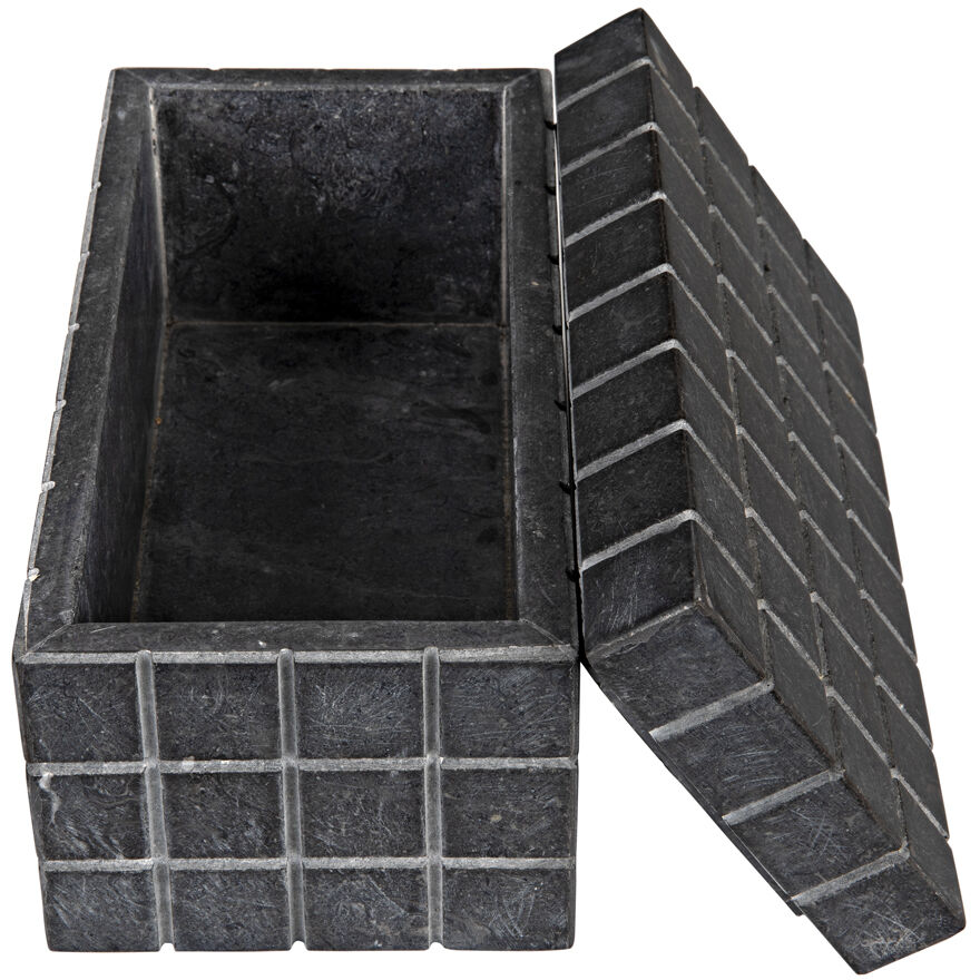 Berlin 9 X 4.5 inch Black Marble Box, Set of 2