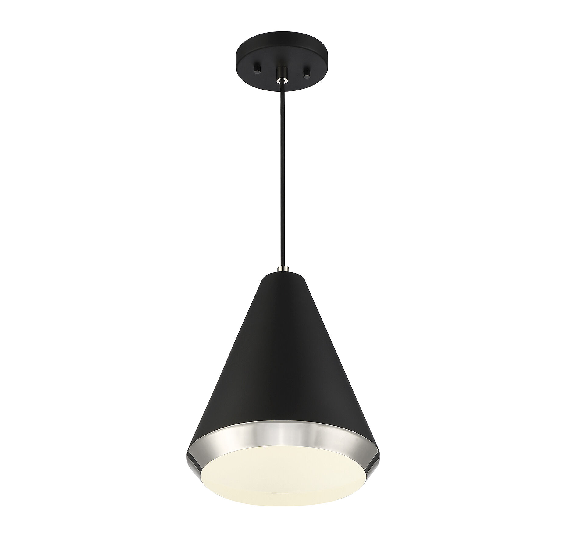 Vintage 1 Light 10 inch Matte Black with Polished Nickel Pendant Ceiling Light