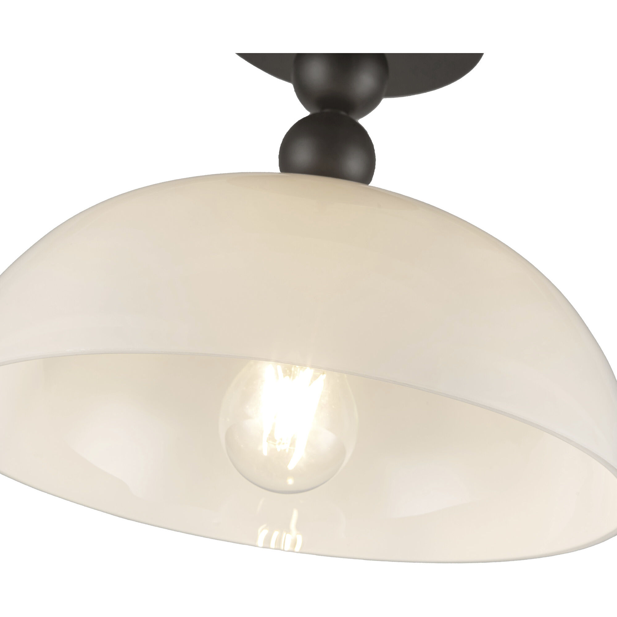 Alora Mood Paisley 1 Light 11.88 inch Matte Black/Glossy Opal Glass Semi-Flush Mount Ceiling Light