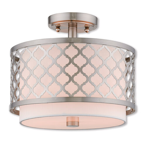 Arabesque 2 Light 12 inch Brushed Nickel Semi-Flush Mount Ceiling Light