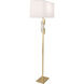 Lincoln 63 inch 150.00 watt Modern Brass Floor Lamp Portable Light in Pearl Dupioni