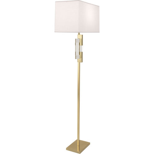 Lincoln 63 inch 150.00 watt Modern Brass Floor Lamp Portable Light in Pearl Dupioni