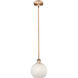 Edison White Mouchette 1 Light 8 inch Antique Copper Stem Hung Mini Pendant Ceiling Light