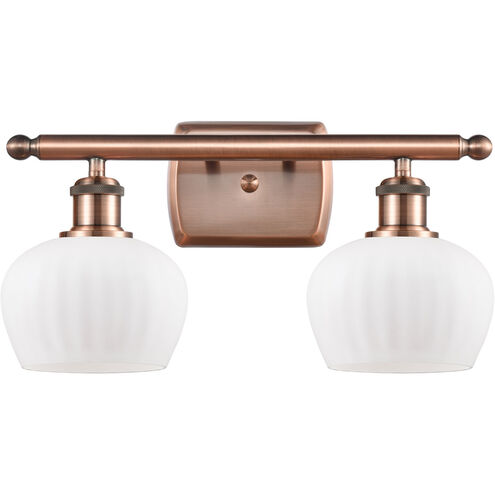 Ballston Fenton LED 16 inch Antique Copper Bath Vanity Light Wall Light in Matte White Glass, Ballston