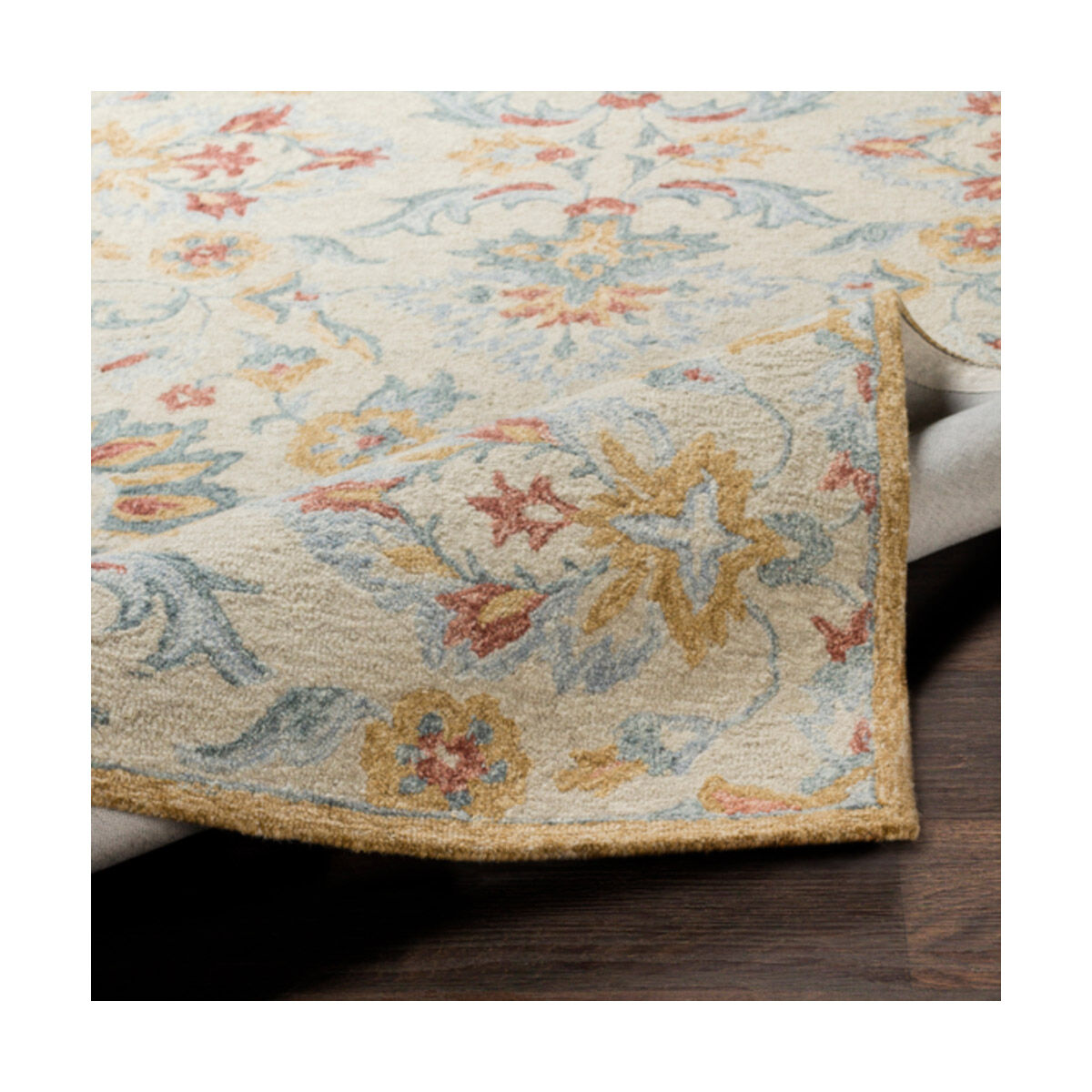 Panipat 90 X 60 inch Camel/Medium Gray/Ice Blue/Charcoal/Light Gray Rugs, Rectangle