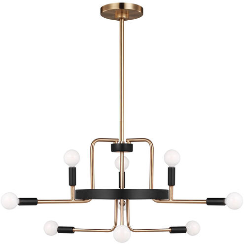 Royce 9 Light 32.5 inch Satin Brass Chandelier Ceiling Light