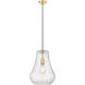 Fairfield 1 Light 12 inch Satin Gold Mini Pendant Ceiling Light in Seedy Glass