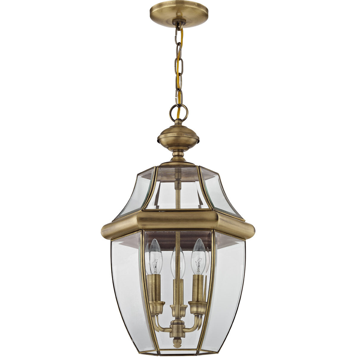 Monterey 3 Light 13 inch Antique Brass Outdoor Pendant Lantern