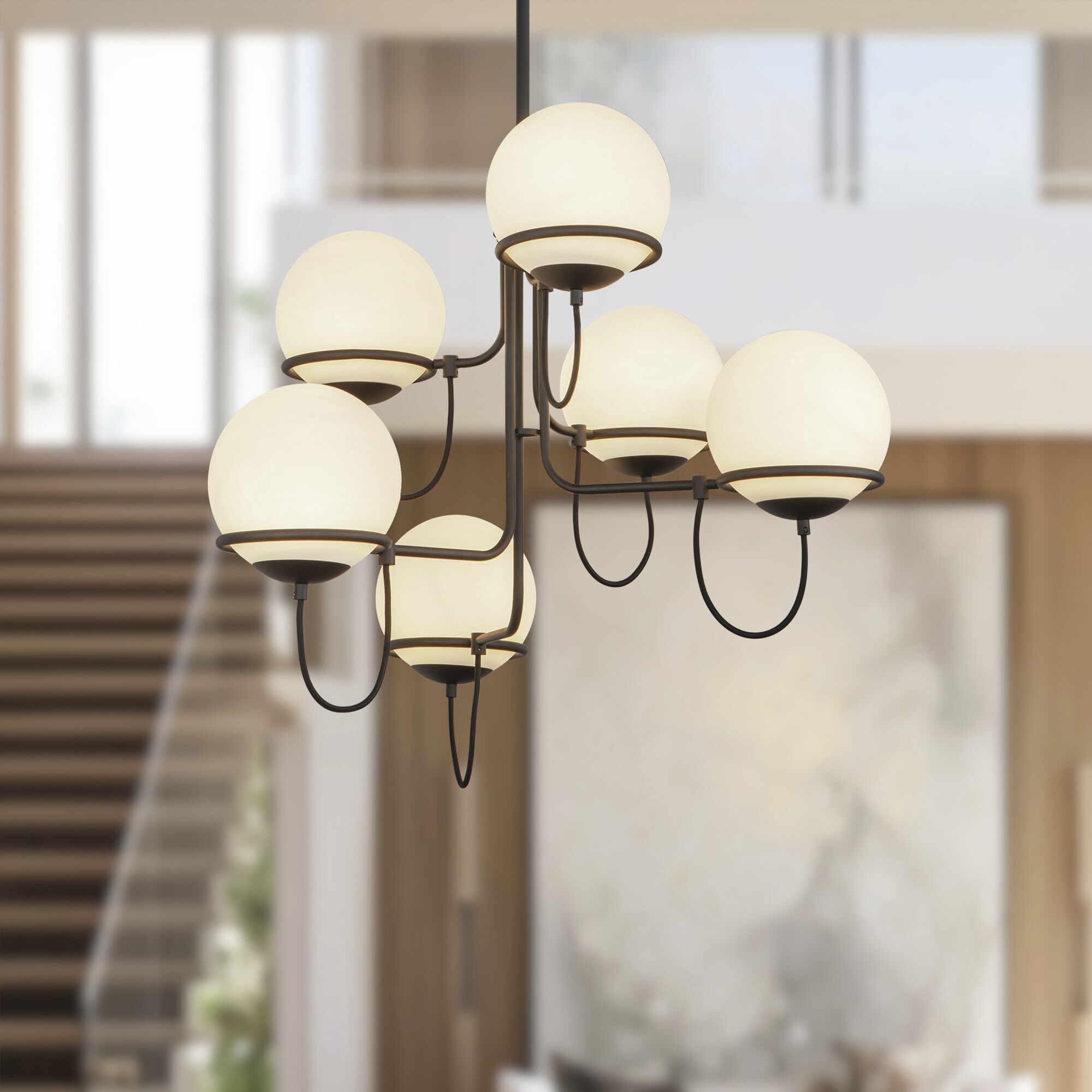 Alora Mood Alba 6 Light 32 inch Matte Black Chandelier Ceiling Light