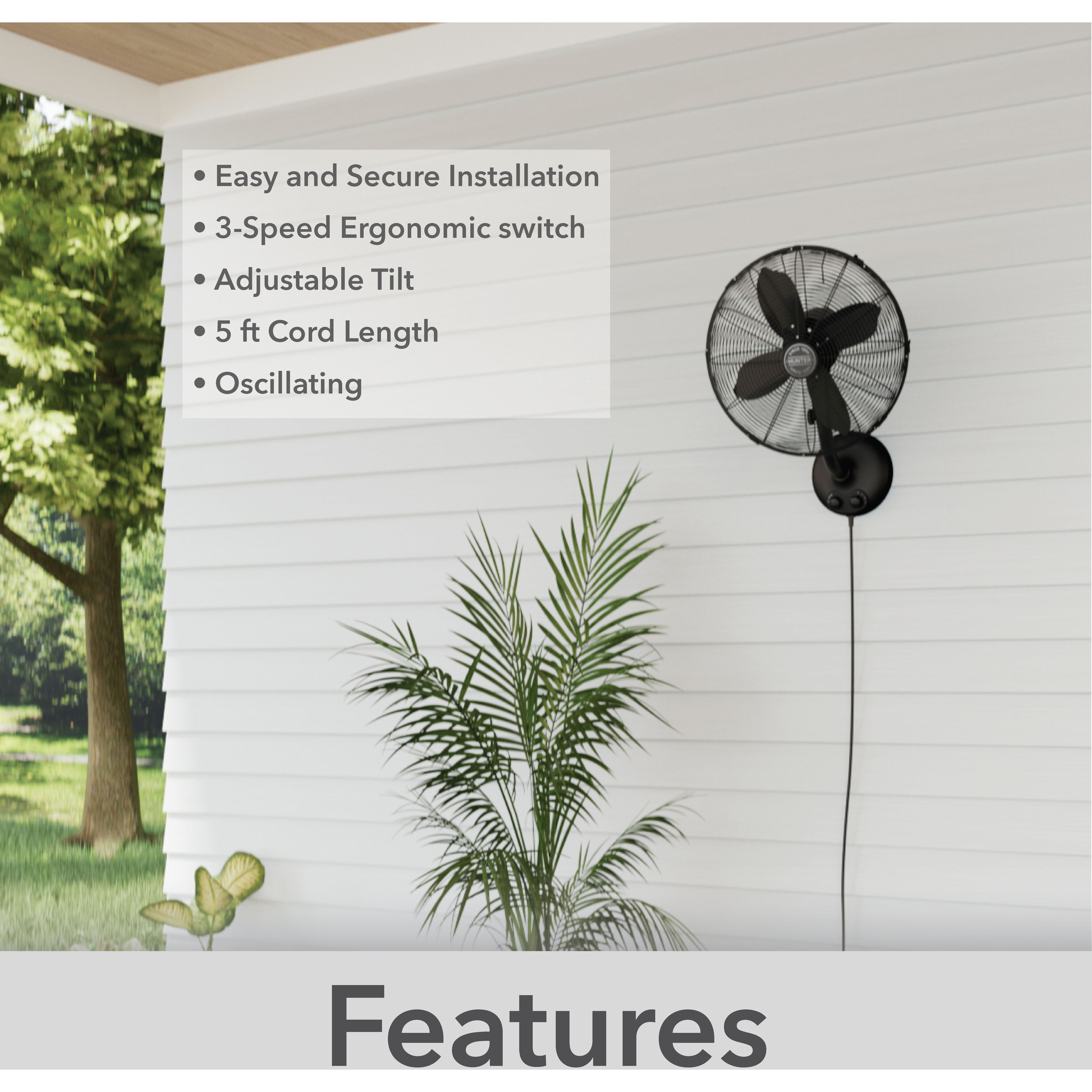 Classic W16 Matte Black Wall Fan