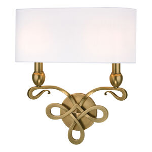 Pawling 2 Light 14 inch Aged Brass Wall Sconce Wall Light