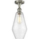 Edison Cindyrella 1 Light 7 inch Brushed Satin Nickel Semi-Flush Mount Ceiling Light in Seedy Glass