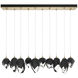 Chrysalis 10 Light 44.5 inch Modern Brass Pendant Ceiling Light in Black Crystal, Long