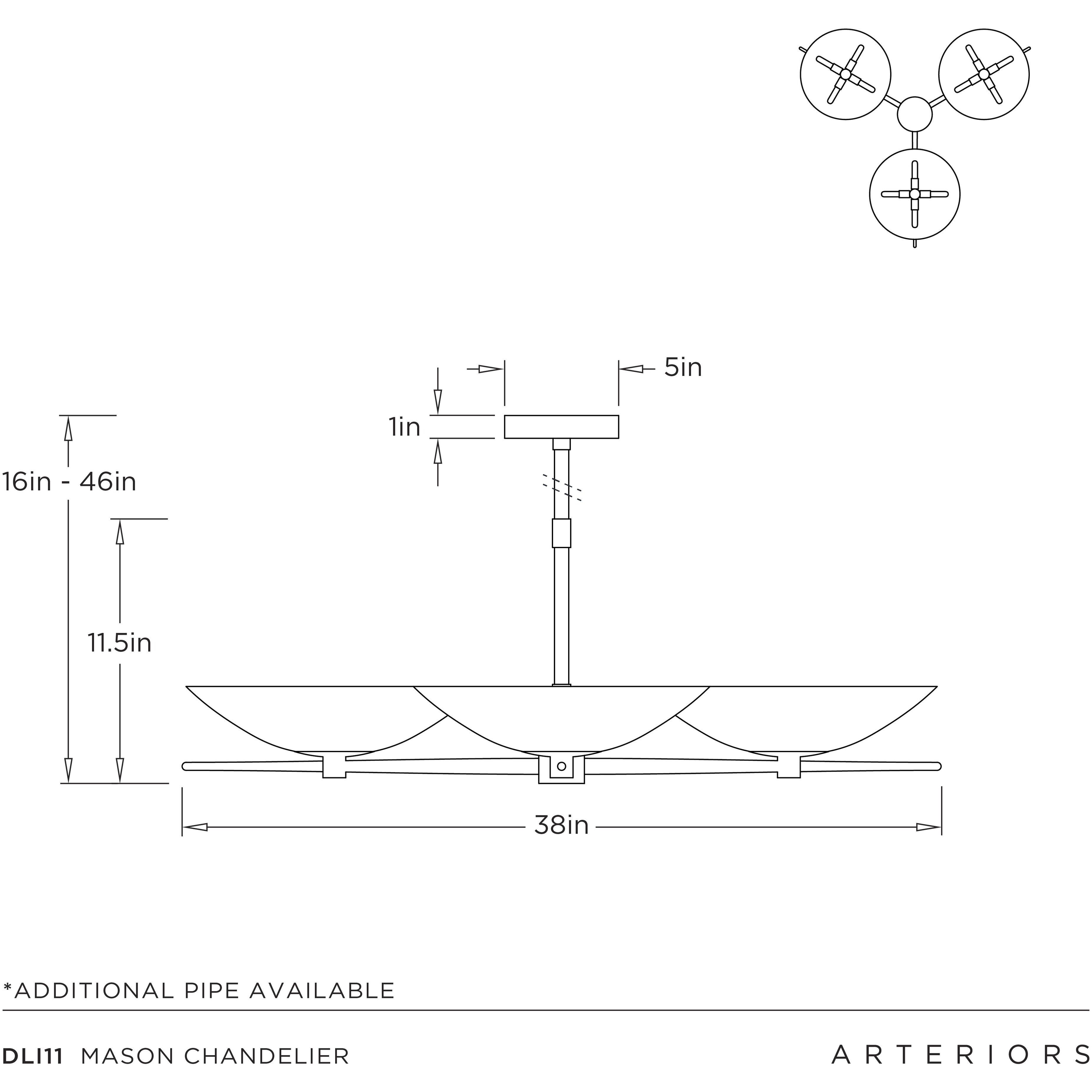 Mason 9 Light 38 inch Natural Iron Chandelier Ceiling Light