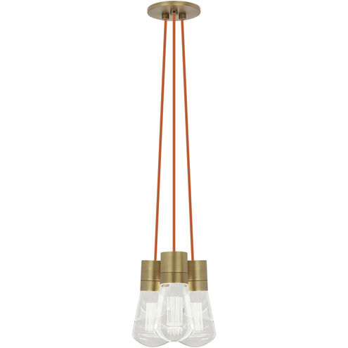 Sean Lavin Alva LED 9 inch Natural Brass Line-Voltage Pendant Ceiling Light in Orange Cord, 3, LED 90 CRI 3000K