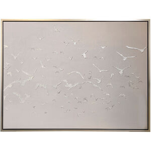 Seagull Flurry White with Silver Foil Wall Art