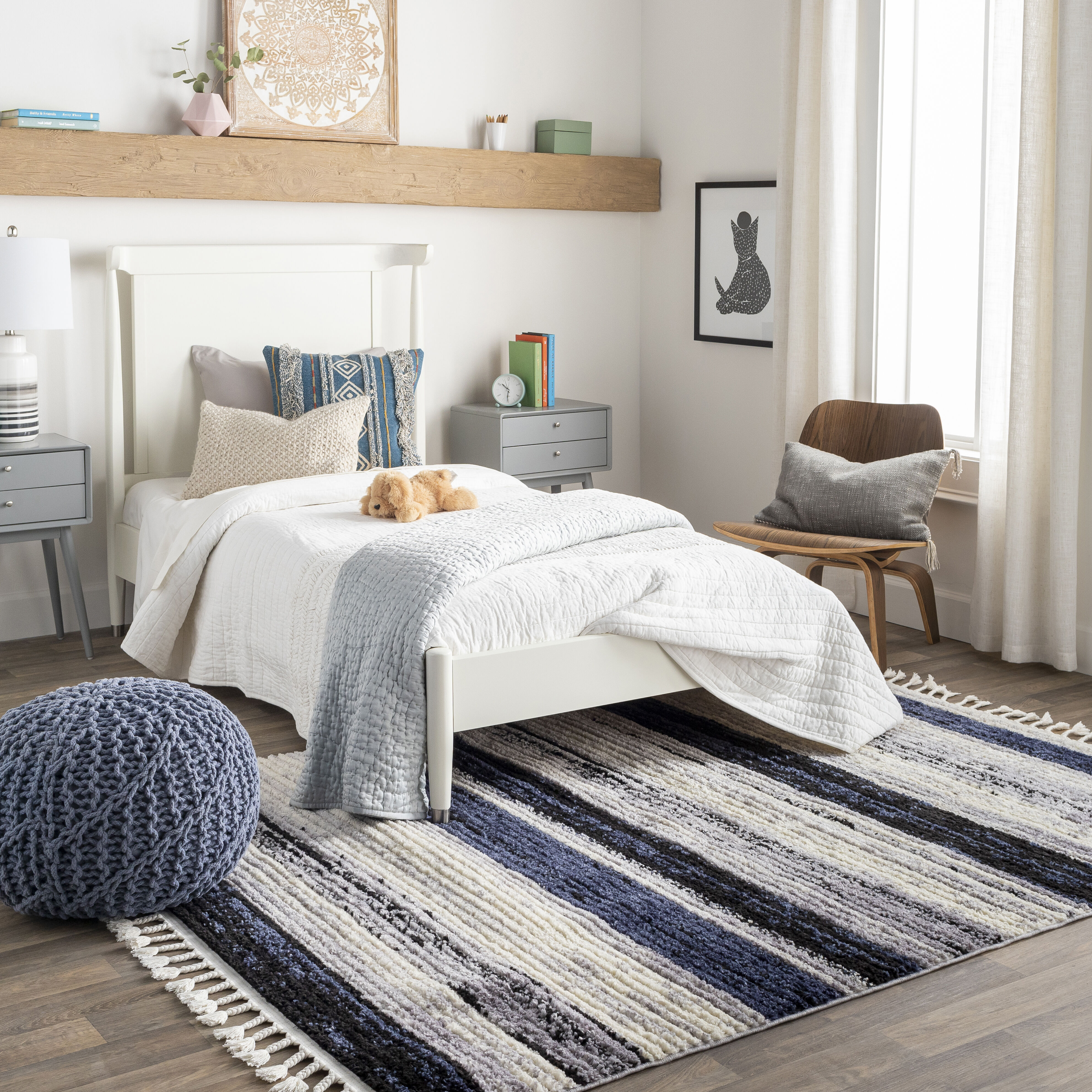 Casablanca Shag 108 X 79 inch Black Rug, Rectangle